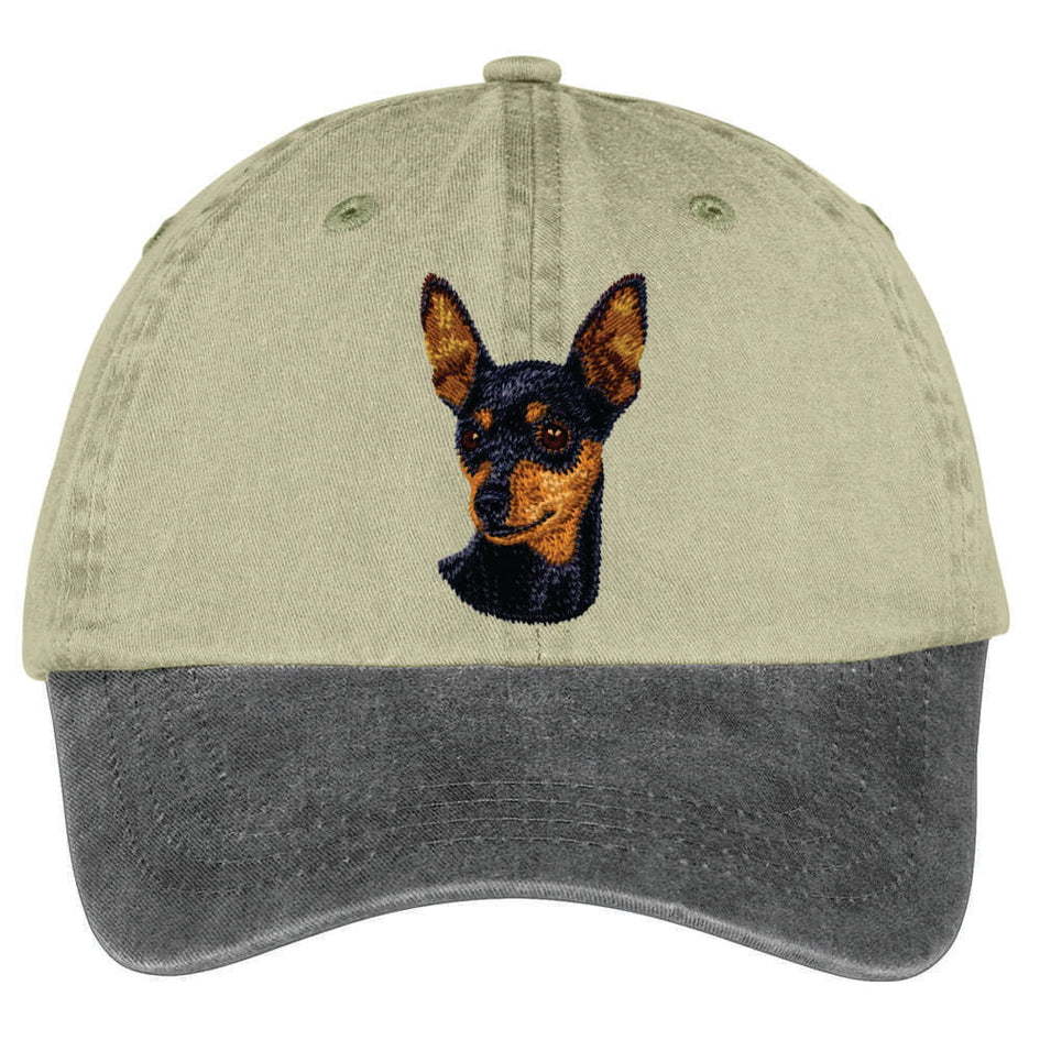Miniature Pinscher  Embroidered Two Tone Baseball Cap