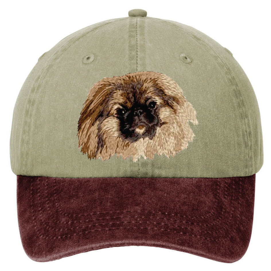 Pekingese  Embroidered Two Tone Baseball Cap