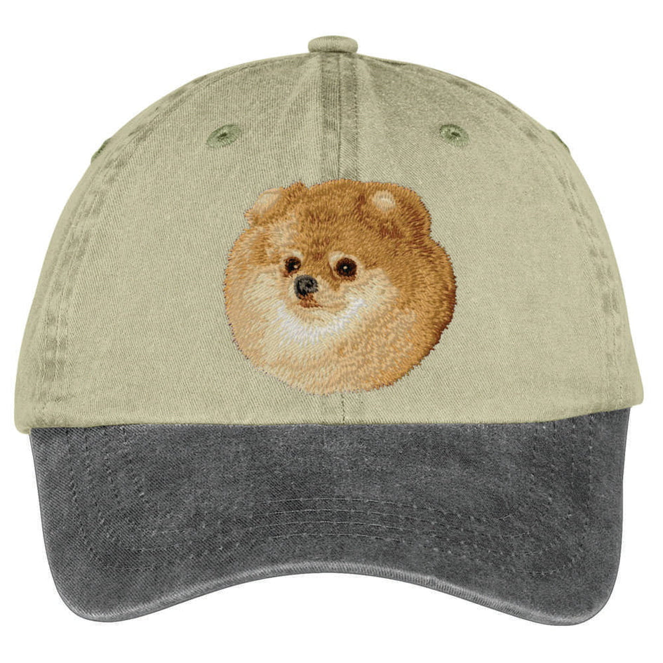 Pomeranian  Embroidered Two Tone Baseball Cap