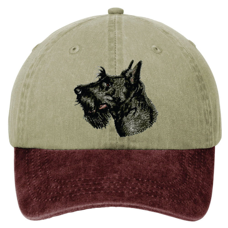 Scottish Terrier  Embroidered Two Tone Baseball Cap