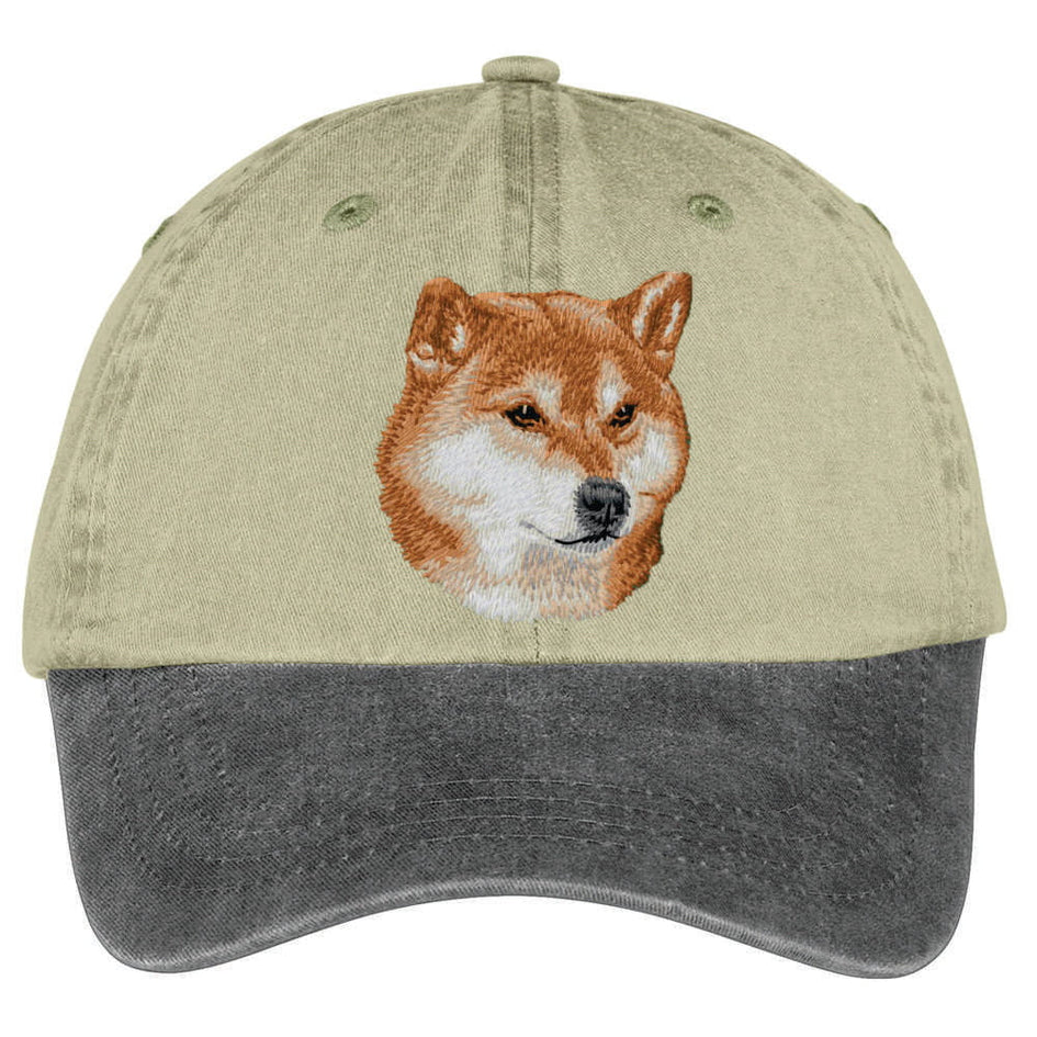 Shiba Inu  Embroidered Two Tone Baseball Cap