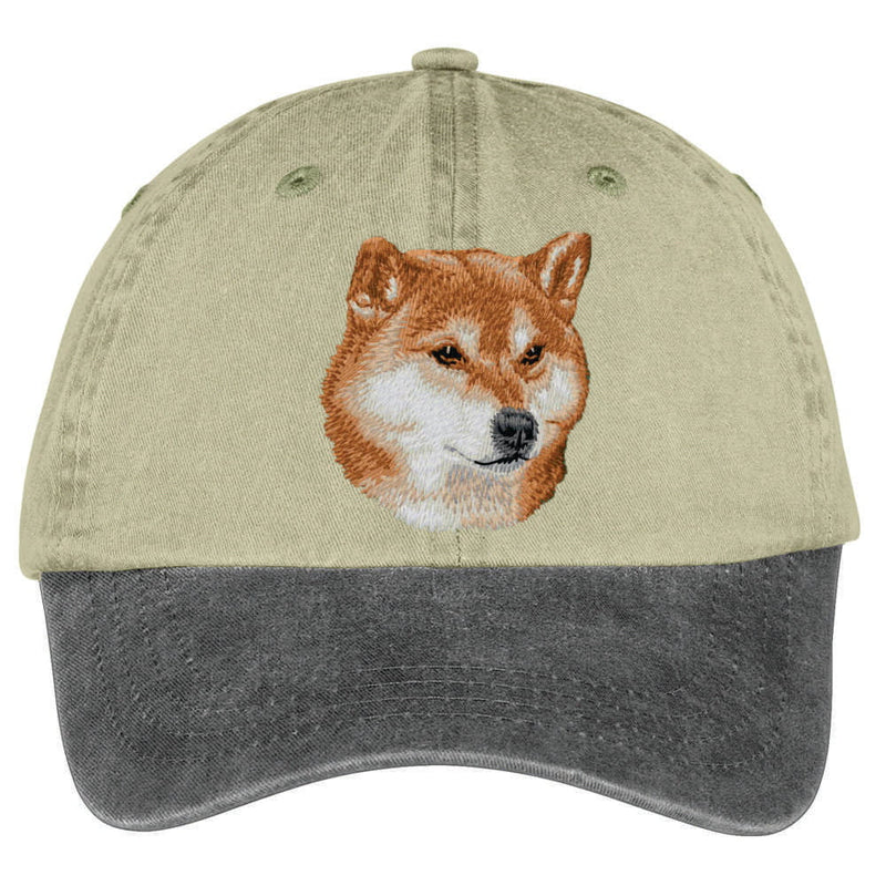 Shiba Inu  Embroidered Two Tone Baseball Cap