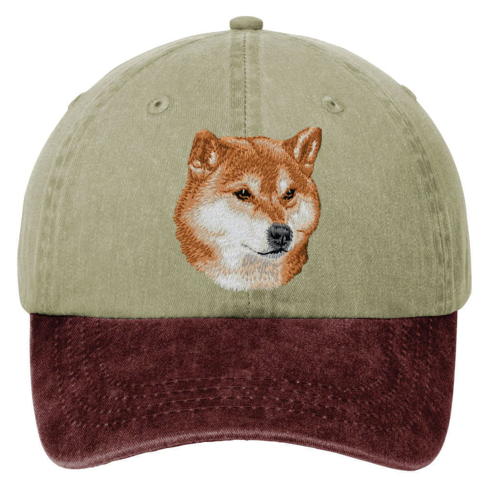Shiba Inu  Embroidered Two Tone Baseball Cap