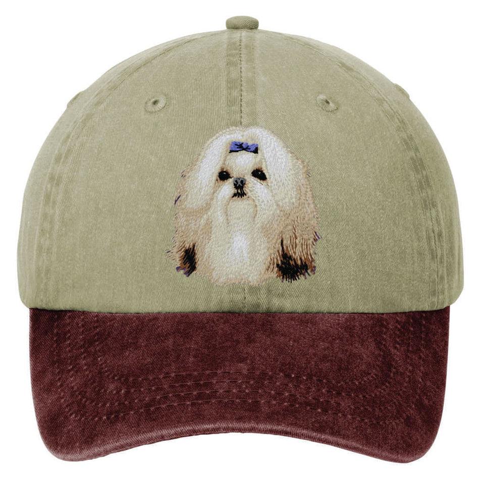 Shih Tzu  Embroidered Two Tone Baseball Cap