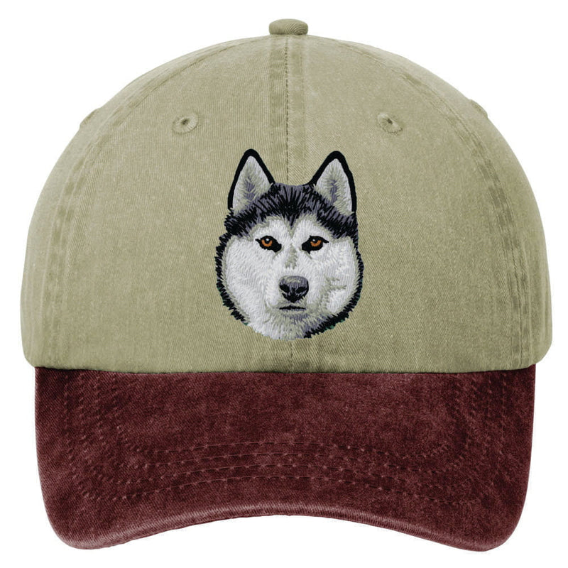 Siberian Husky  Embroidered Two Tone Baseball Cap