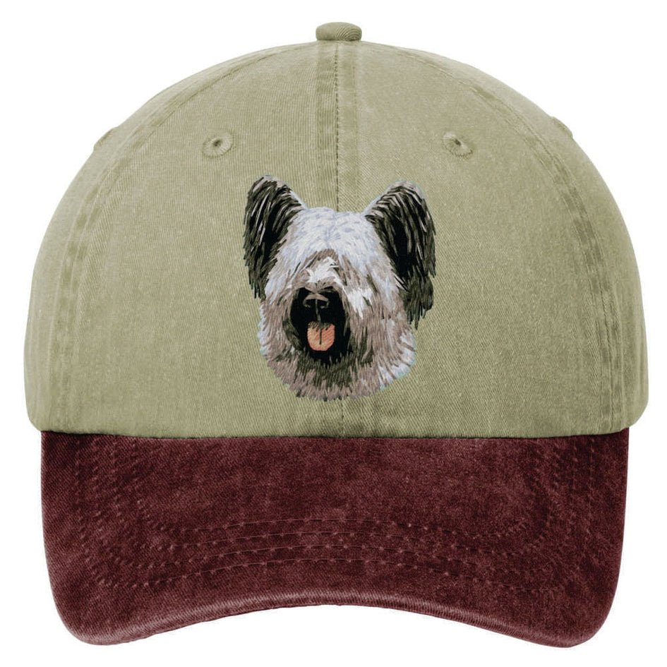 Skye Terrier  Embroidered Two Tone Baseball Cap