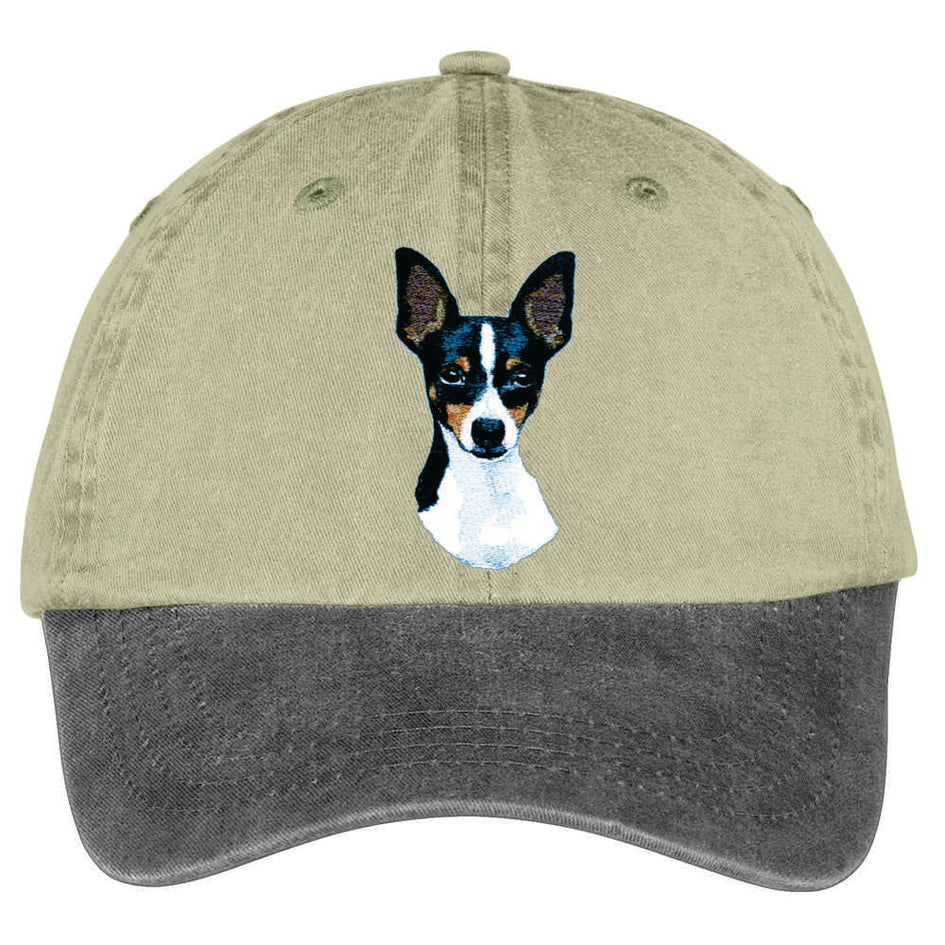 Toy Fox Terrier  Embroidered Two Tone Baseball Cap
