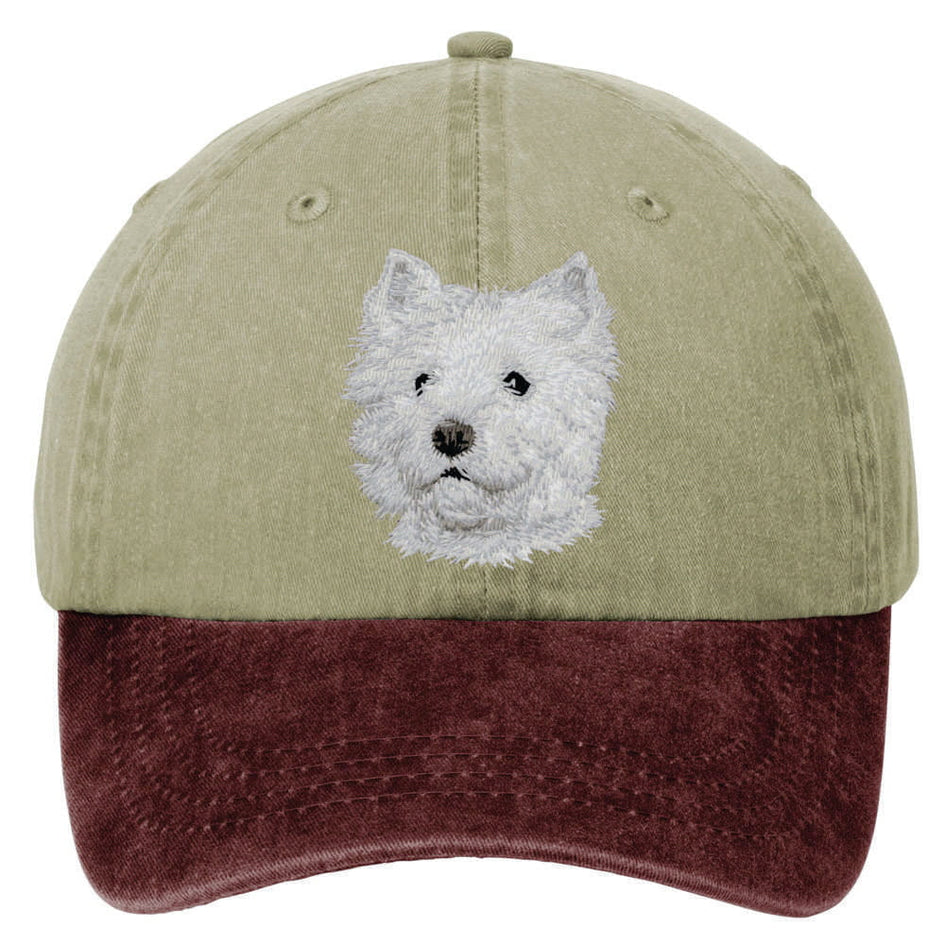 West Highland White Terrier  Embroidered Two Tone Baseball Cap