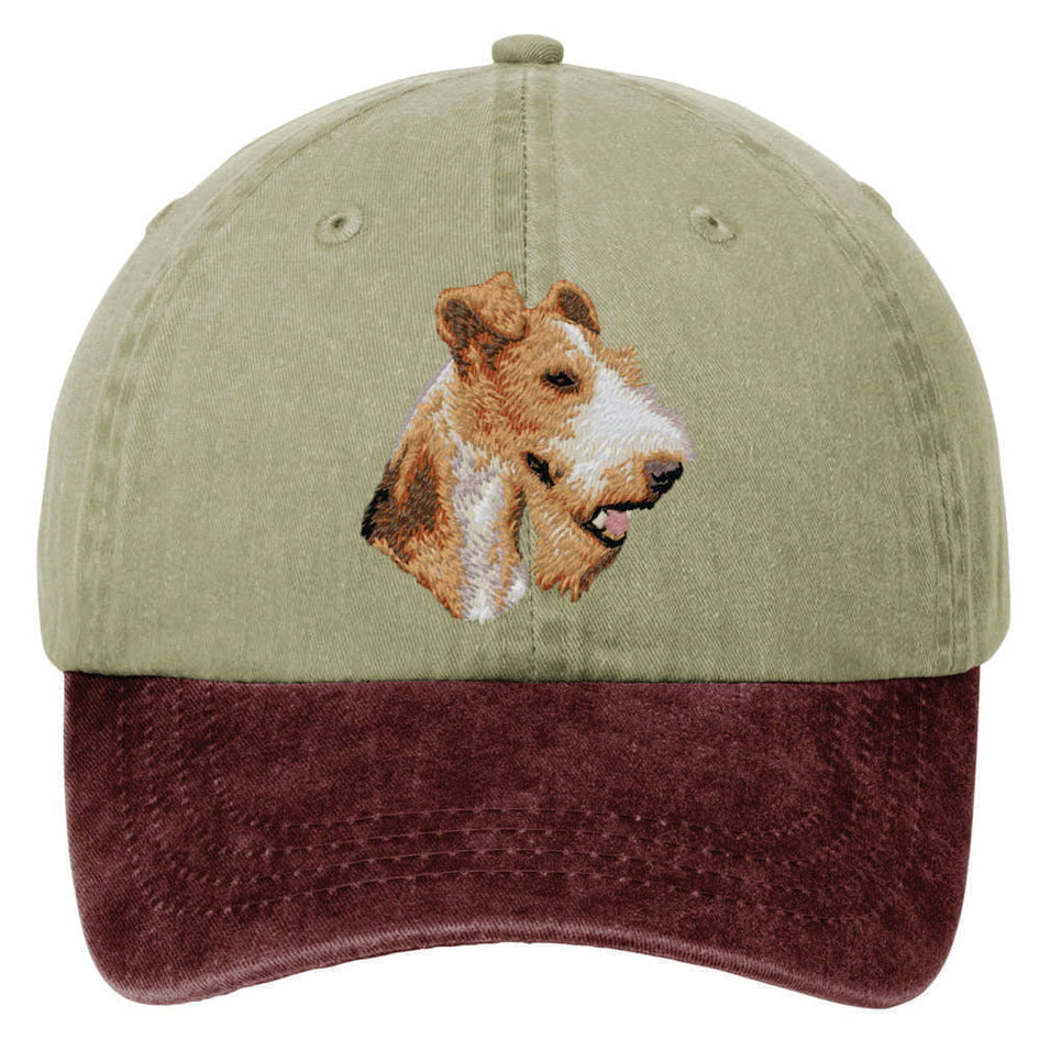 Wire Fox Terrier  Embroidered Two Tone Baseball Cap