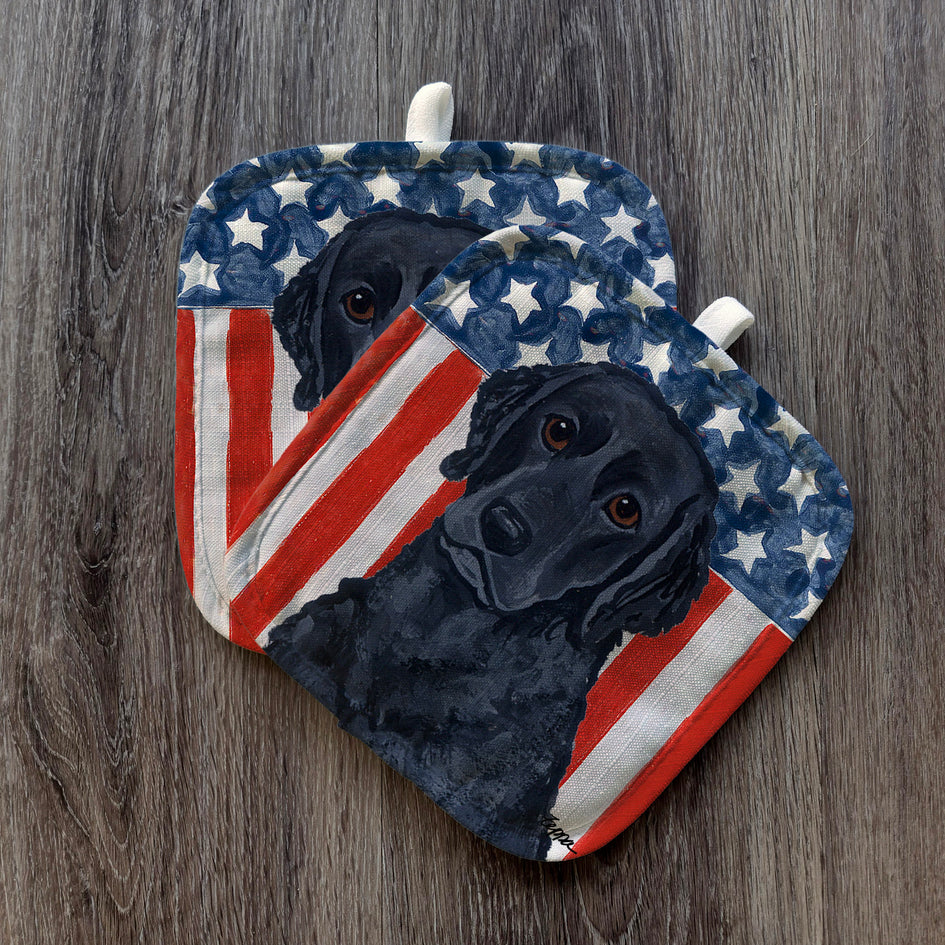 Curly-Coated Retriever  Americana Pot Holder Set