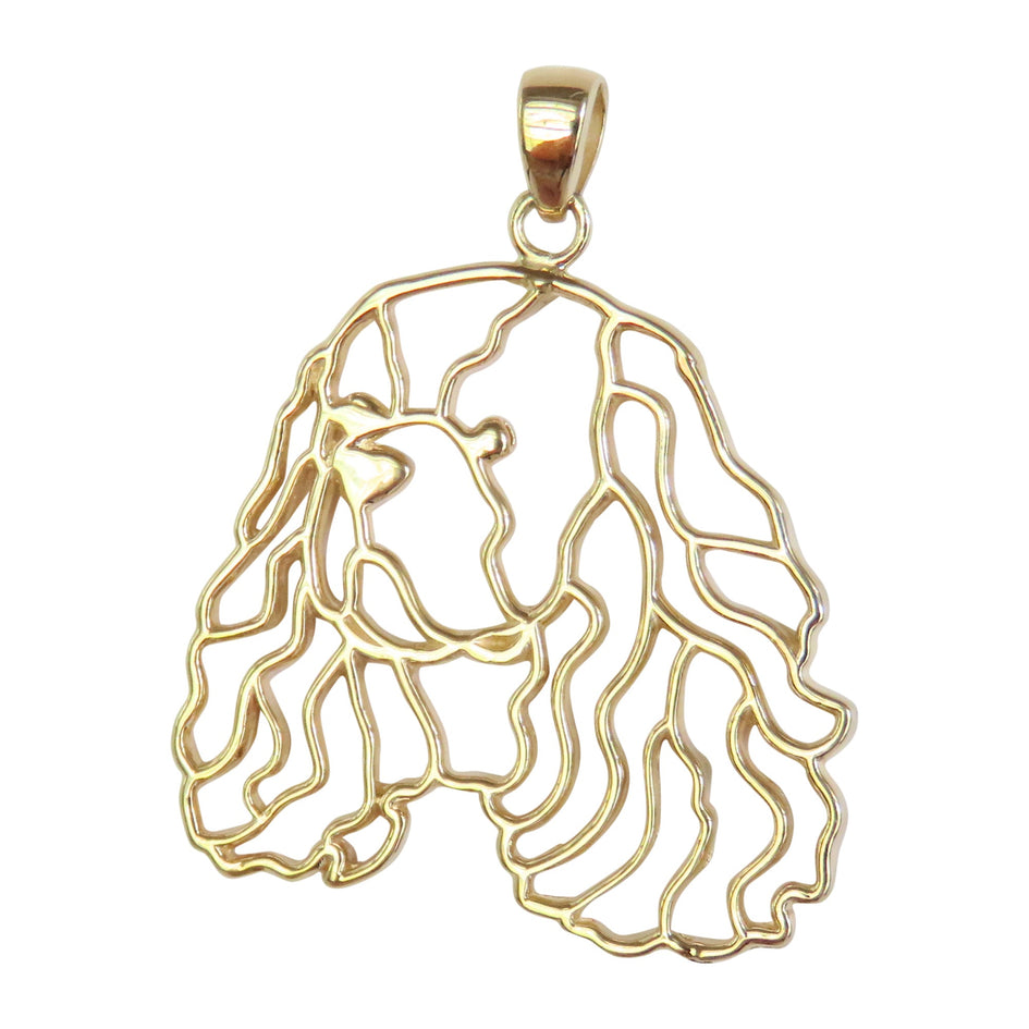 Cavalier King Charles Spaniel in 14K Gold Silhouette Head Pendant