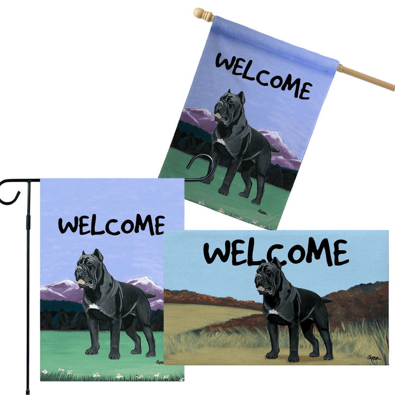 Cane Corso 3 Piece Bundle - House Flag, Garden Flag, & Welcome Mat