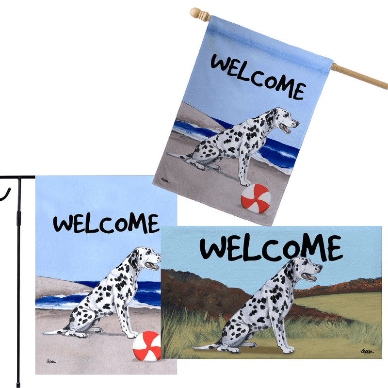 Dalmatian 3 Piece Bundle - House Flag, Garden Flag, & Welcome Mat