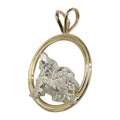 Chihuahua (Long Coat) in Sterling  with 14K Gold Double Circle Pendant