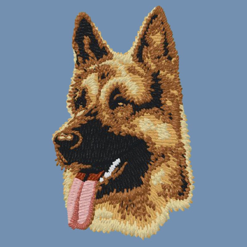 German Shepherd Dog Embroidered Men's Denim Shirt