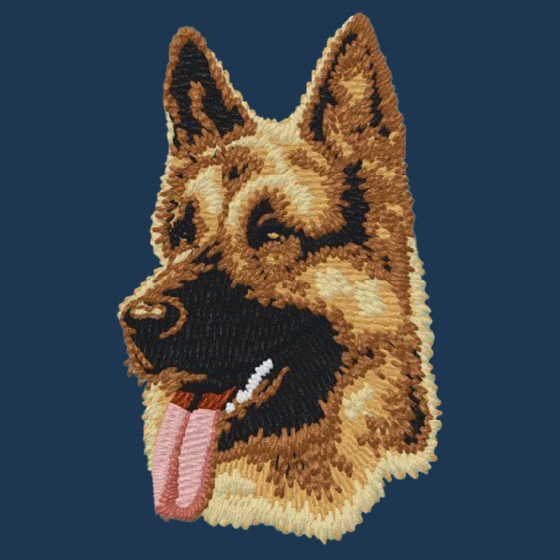 German Shepherd Dog Embroidered Men's Denim Shirt