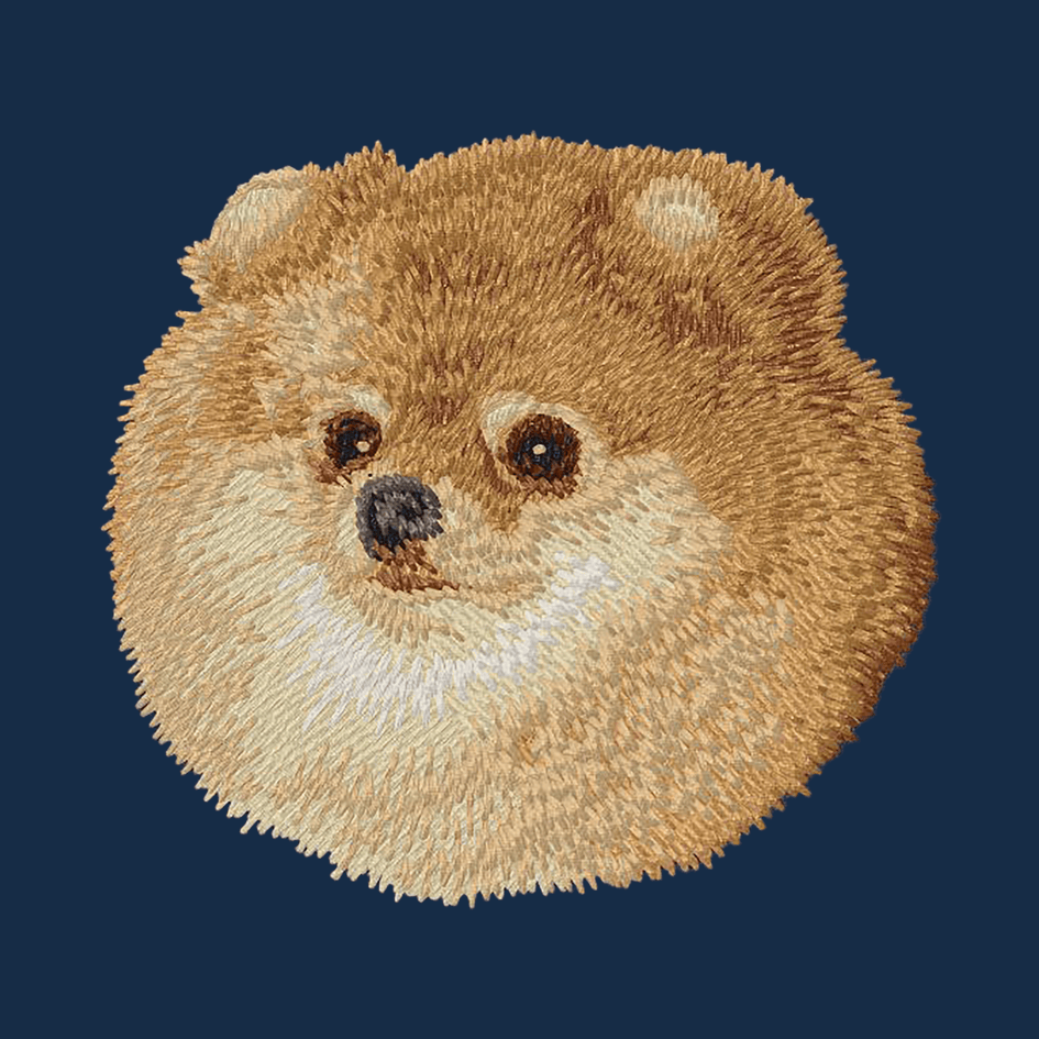 Pomeranian Embroidered Men's Denim Shirt