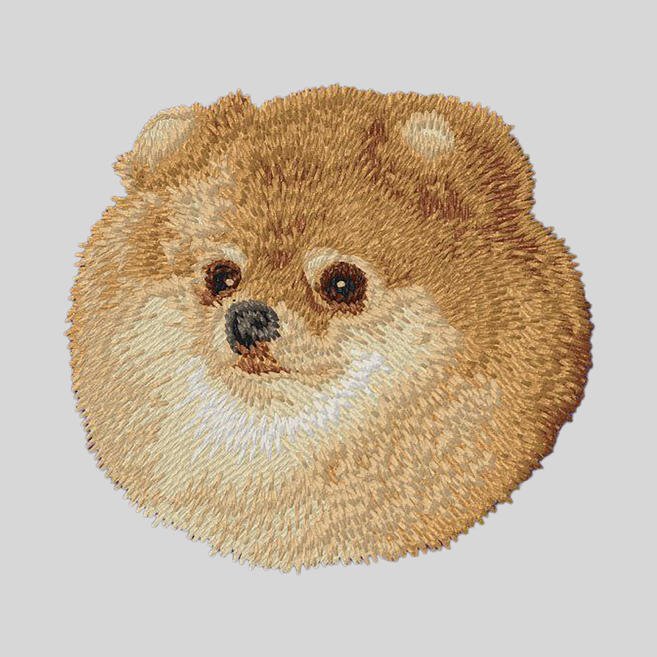 Pomeranian Embroidered Mock Neck Sweatshirt