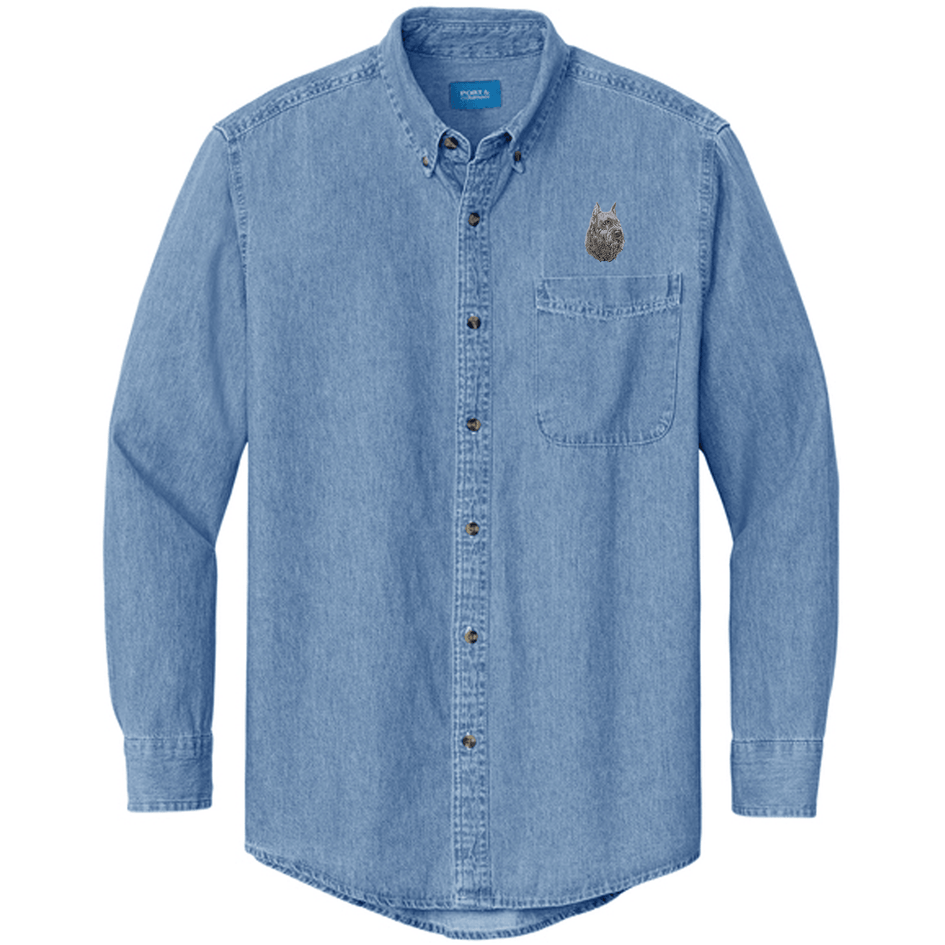 Bouvier des Flandres Embroidered Men's Denim Shirt