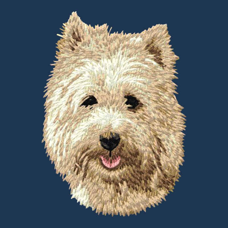 Cairn Terrier Embroidered Men's Denim Shirt
