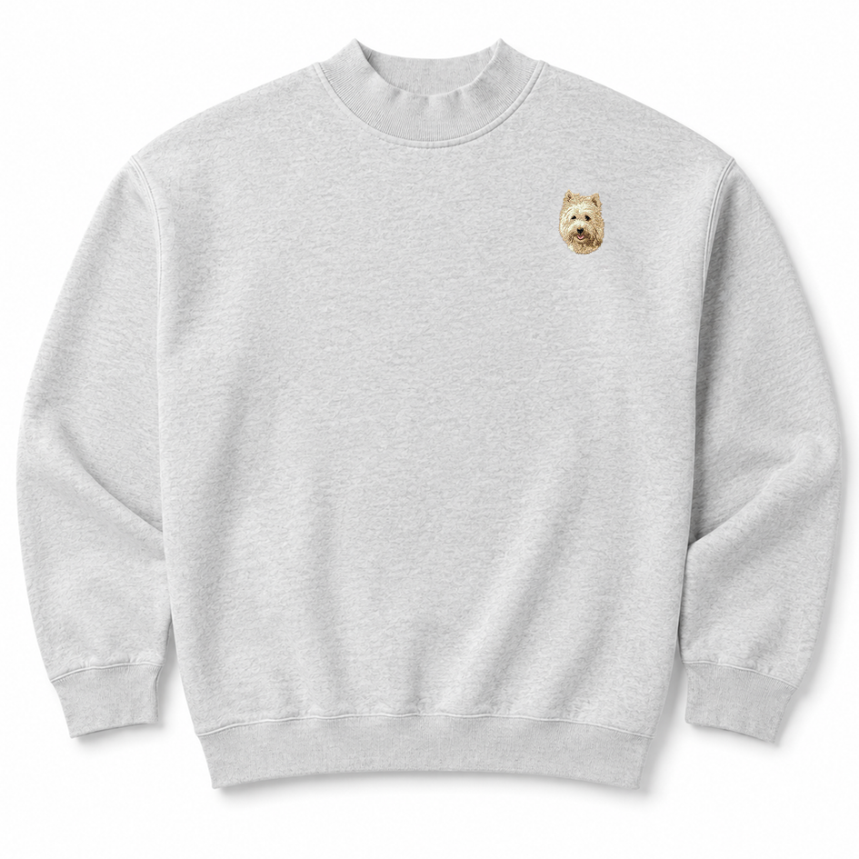 Cairn Terrier Embroidered Mock Neck Sweatshirt
