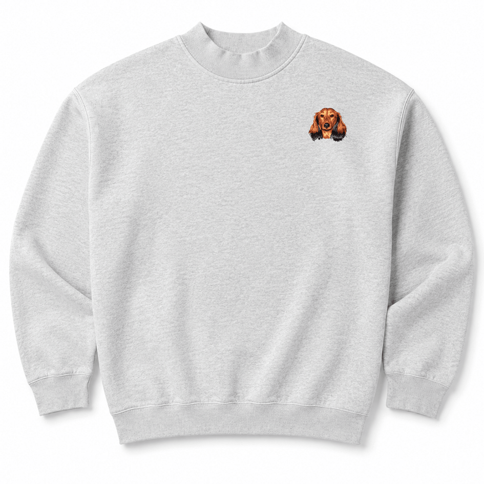 Dachshund Embroidered Mock Neck Sweatshirt