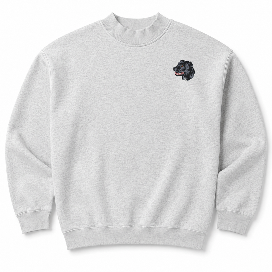 Staffordshire Bull Terrier Embroidered Mock Neck Sweatshirt