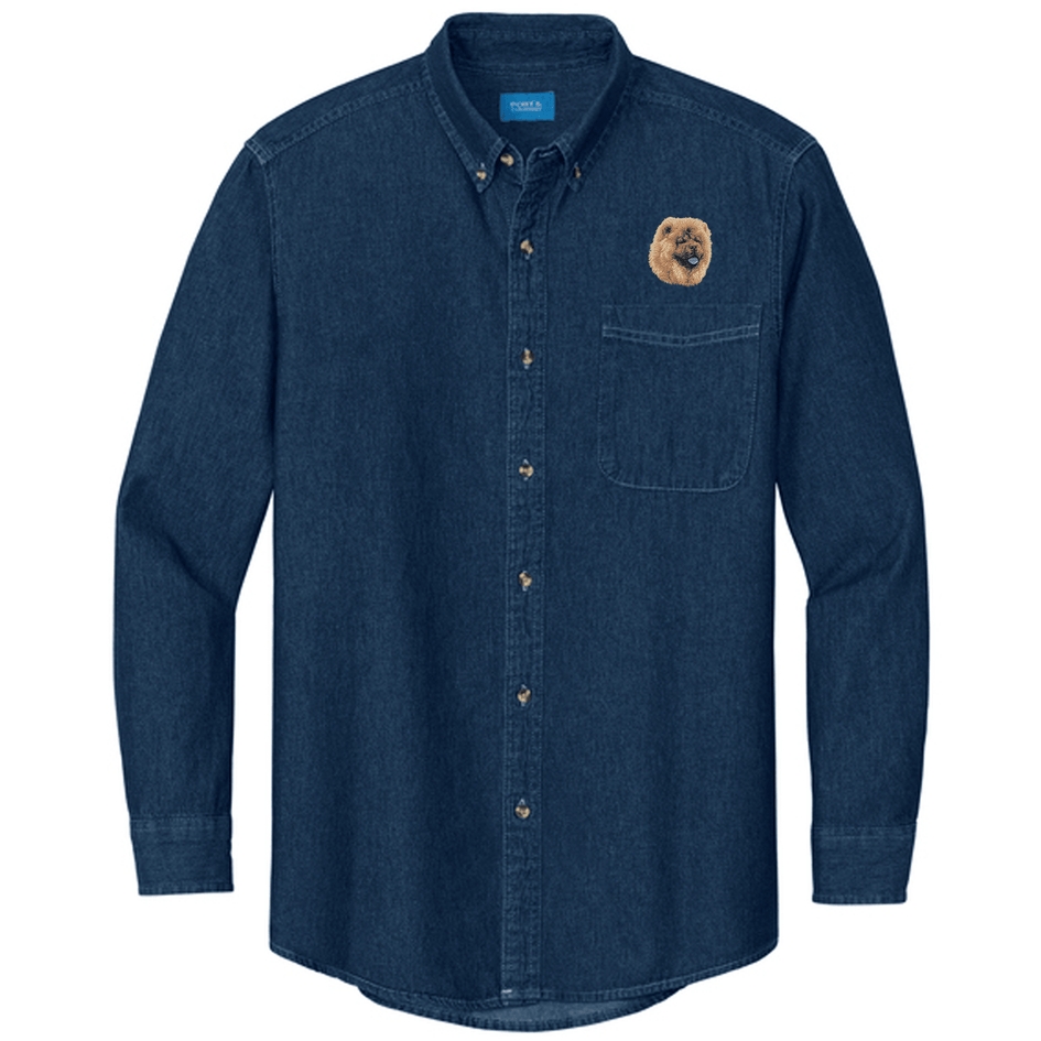 Chow Chow Embroidered Men's Denim Shirt