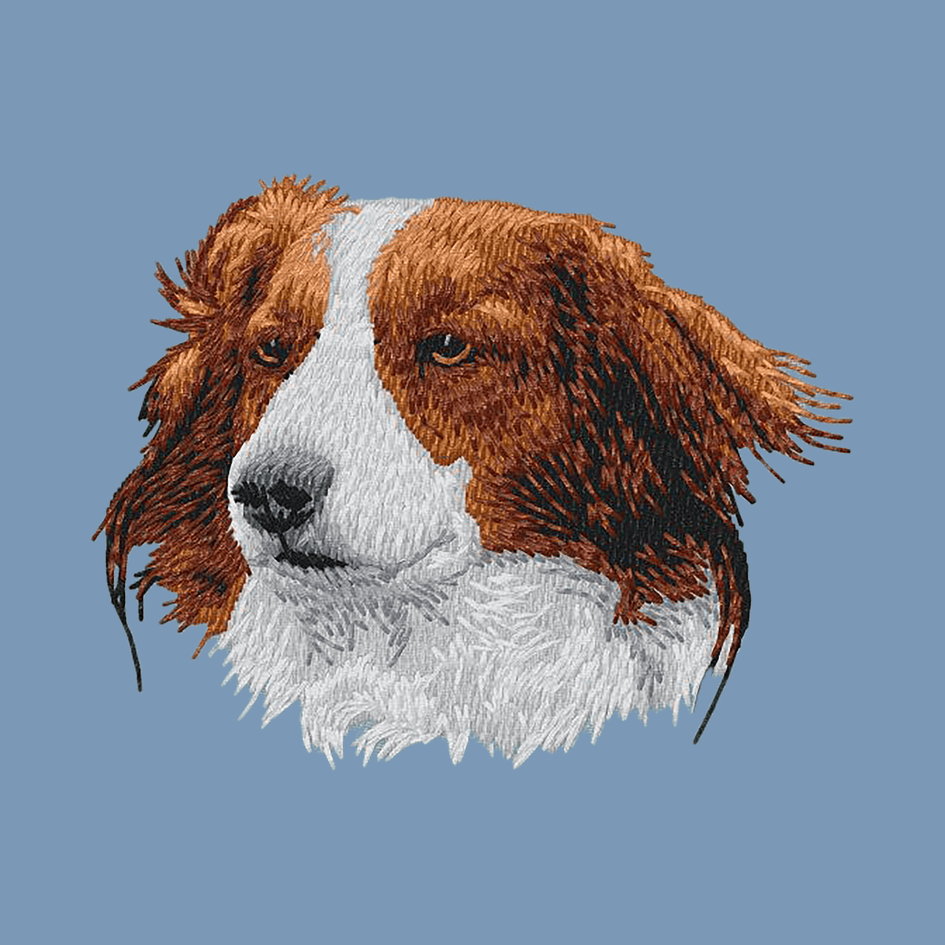 Nederlandse Kooikerhondje Embroidered Men's Denim Shirt