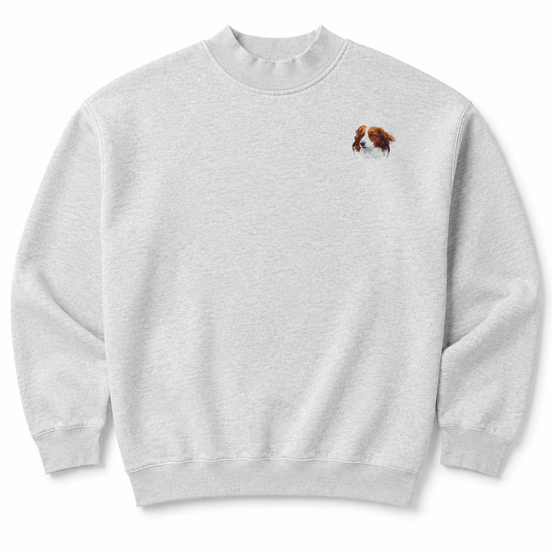 Nederlandse Kooikerhondje Embroidered Mock Neck Sweatshirt