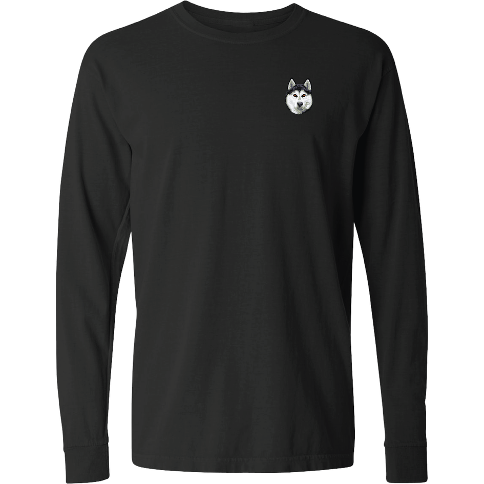 Siberian Husky Embroidered Classic Long Sleeve Shirt