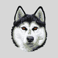 Siberian Husky Embroidered Mock Neck Sweatshirt