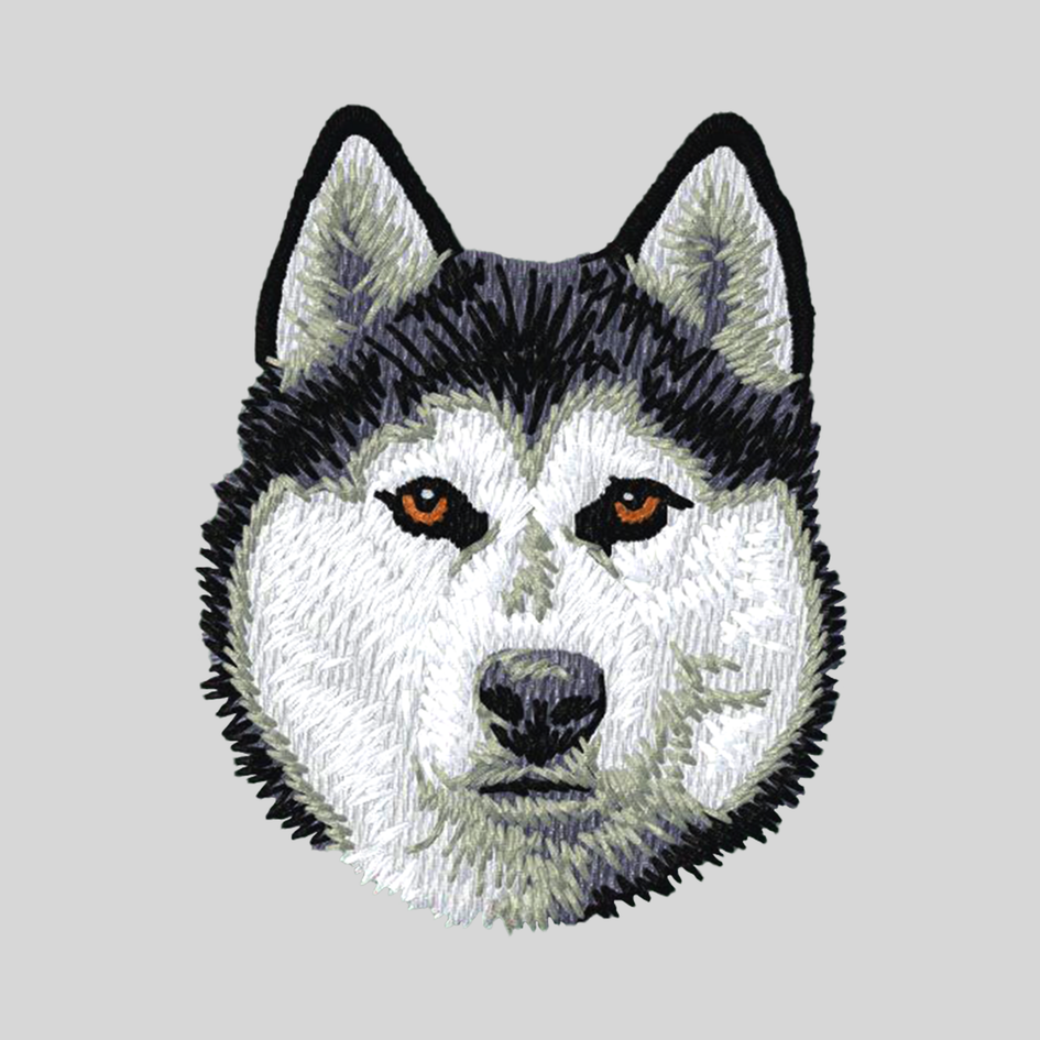 Siberian Husky Embroidered Mock Neck Sweatshirt