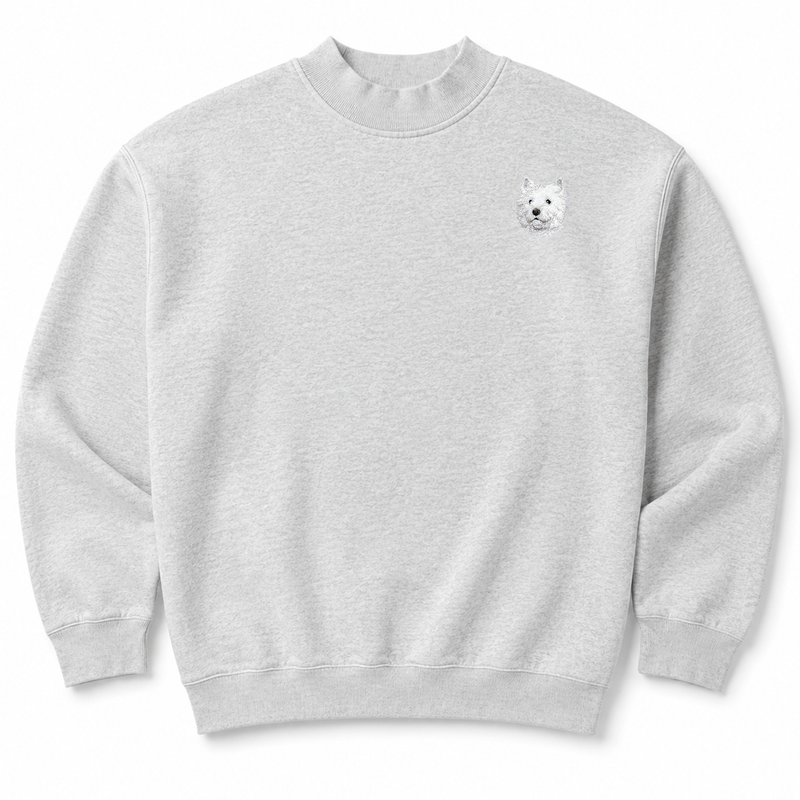 West Highland White Terrier Embroidered Mock Neck Sweatshirt