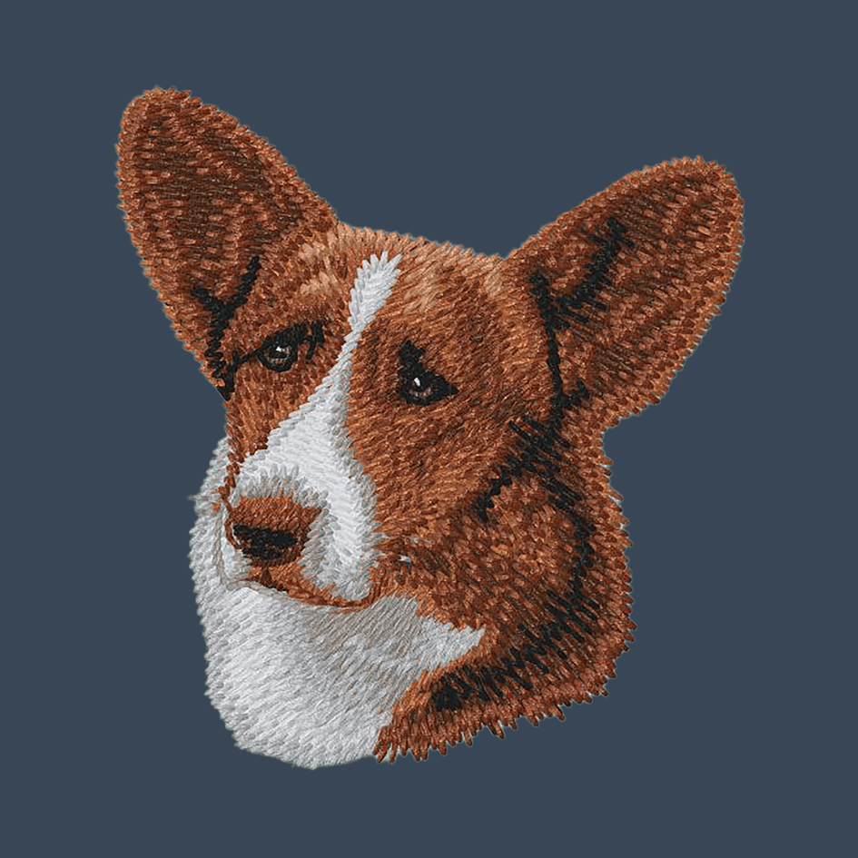 Cardigan Welsh Corgi Embroidered Women's Denim Shirt