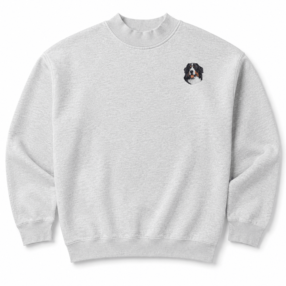 Bernese Mountain Dog Embroidered Mock Neck Sweatshirt