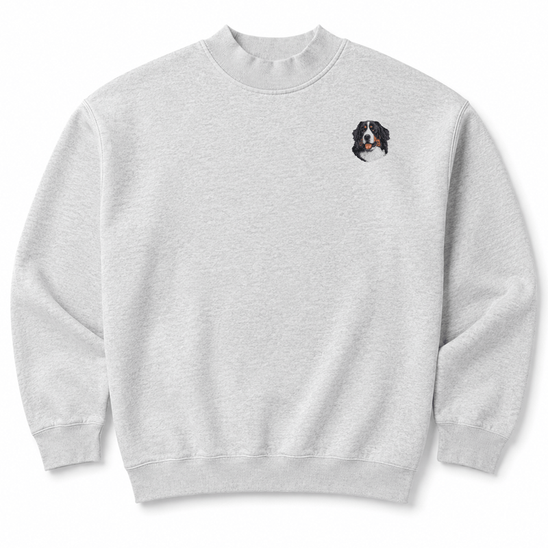 Bernese Mountain Dog Embroidered Mock Neck Sweatshirt