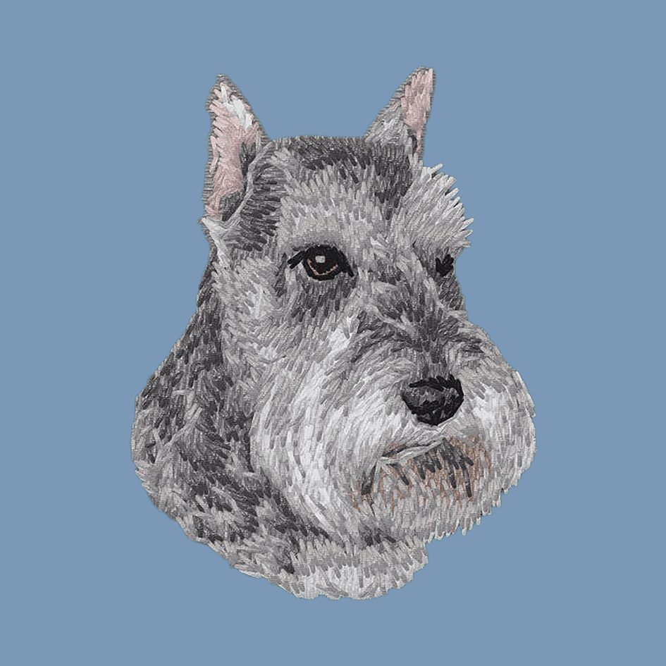 Schnauzer Embroidered Men's Denim Shirt