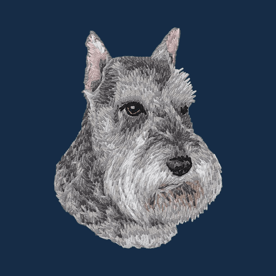 Schnauzer Embroidered Men's Denim Shirt