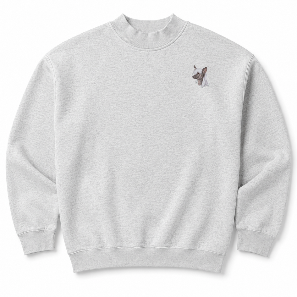 Chinese Crested Embroidered Mock Neck Sweatshirt