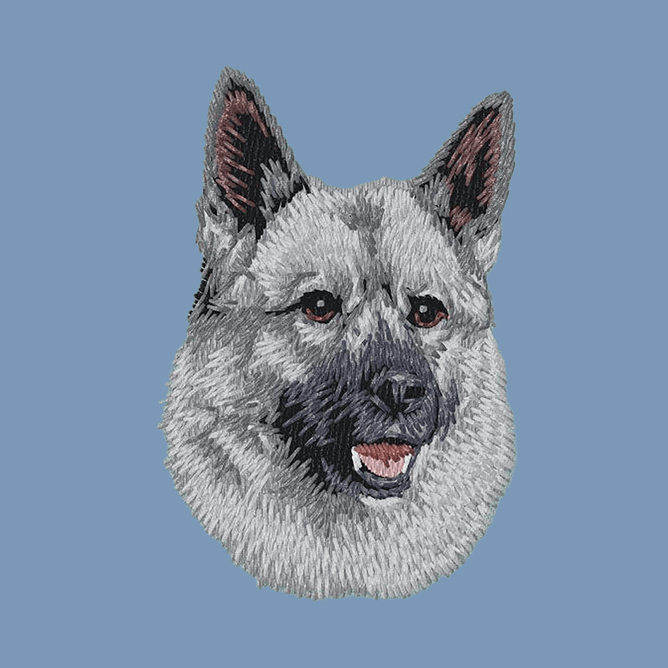 Norwegian Elkhound Embroidered Men's Denim Shirt