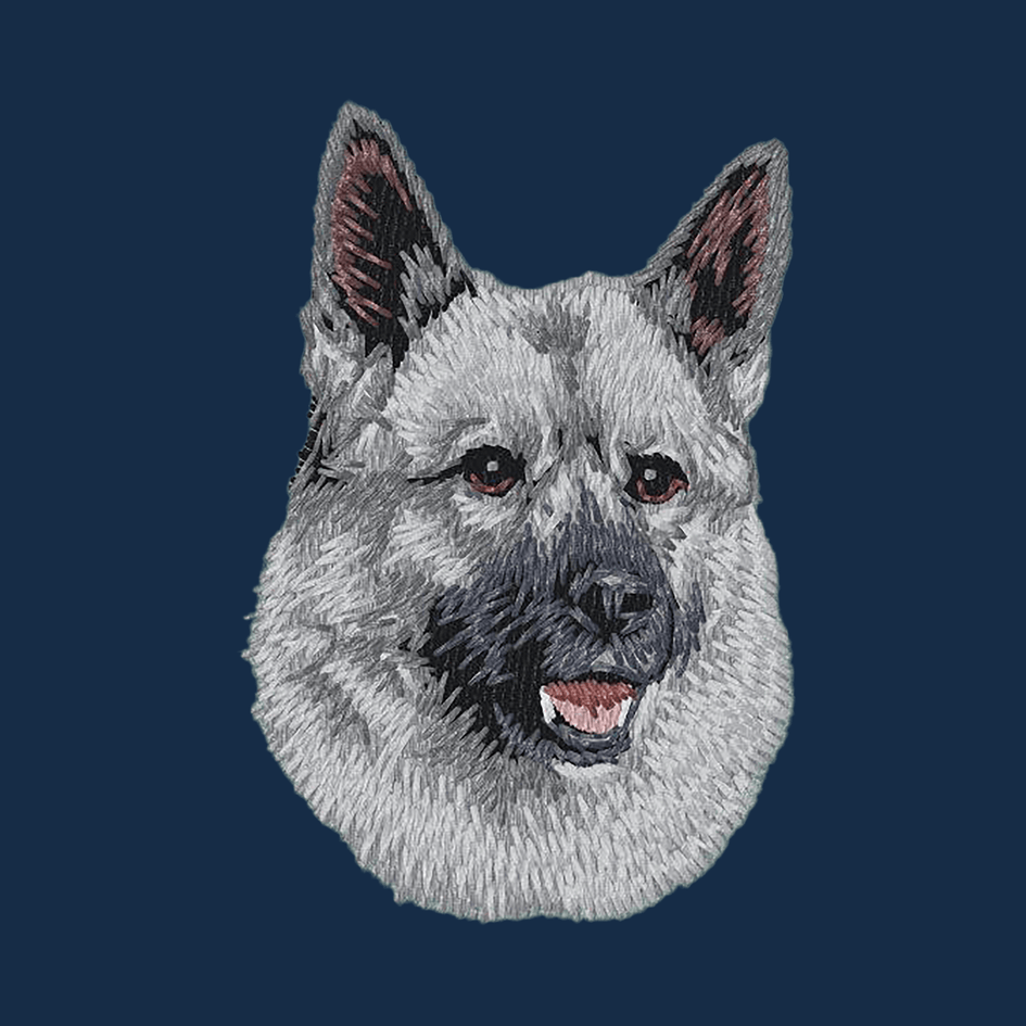 Norwegian Elkhound Embroidered Men's Denim Shirt