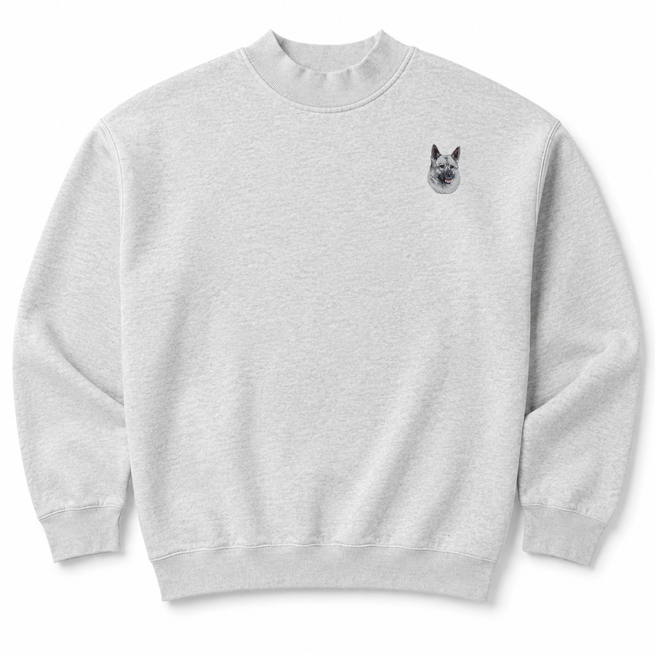 Norwegian Elkhound Embroidered Mock Neck Sweatshirt