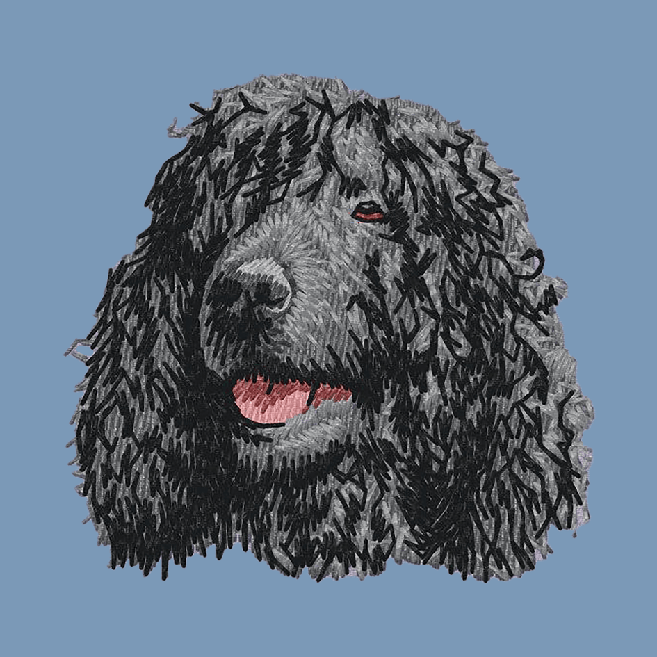 Irish Water Spaniel Embroidered Men's Denim Shirt