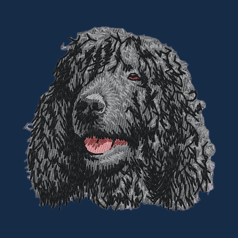 Irish Water Spaniel Embroidered Men's Denim Shirt