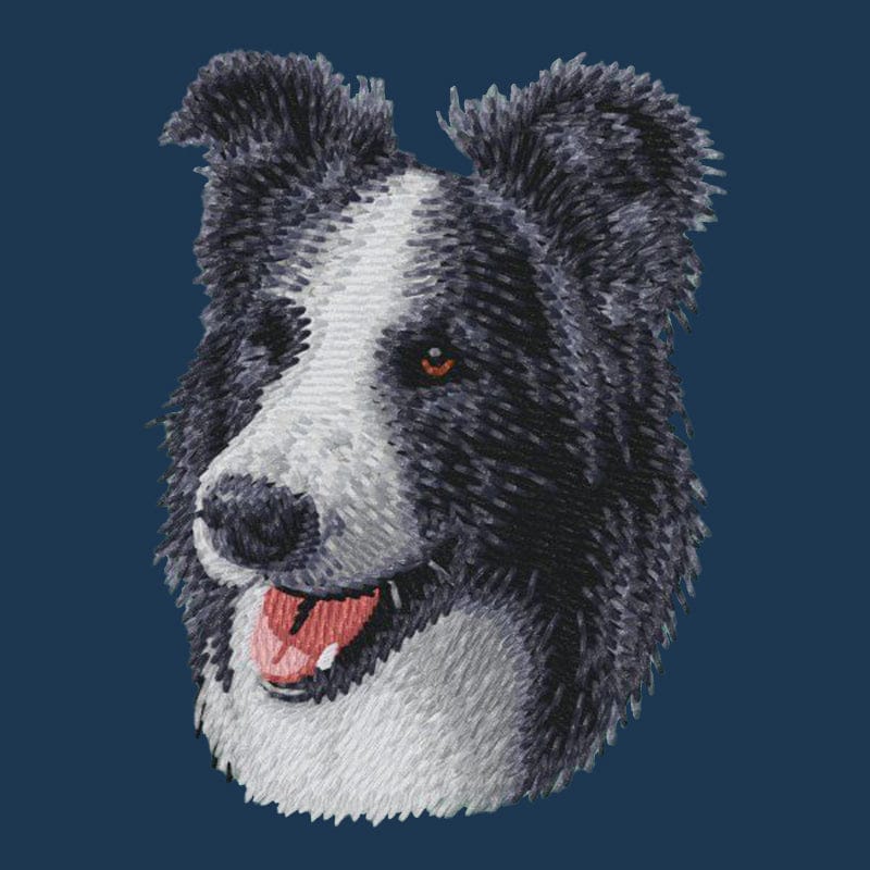 Border Collie Embroidered Men's Denim Shirt