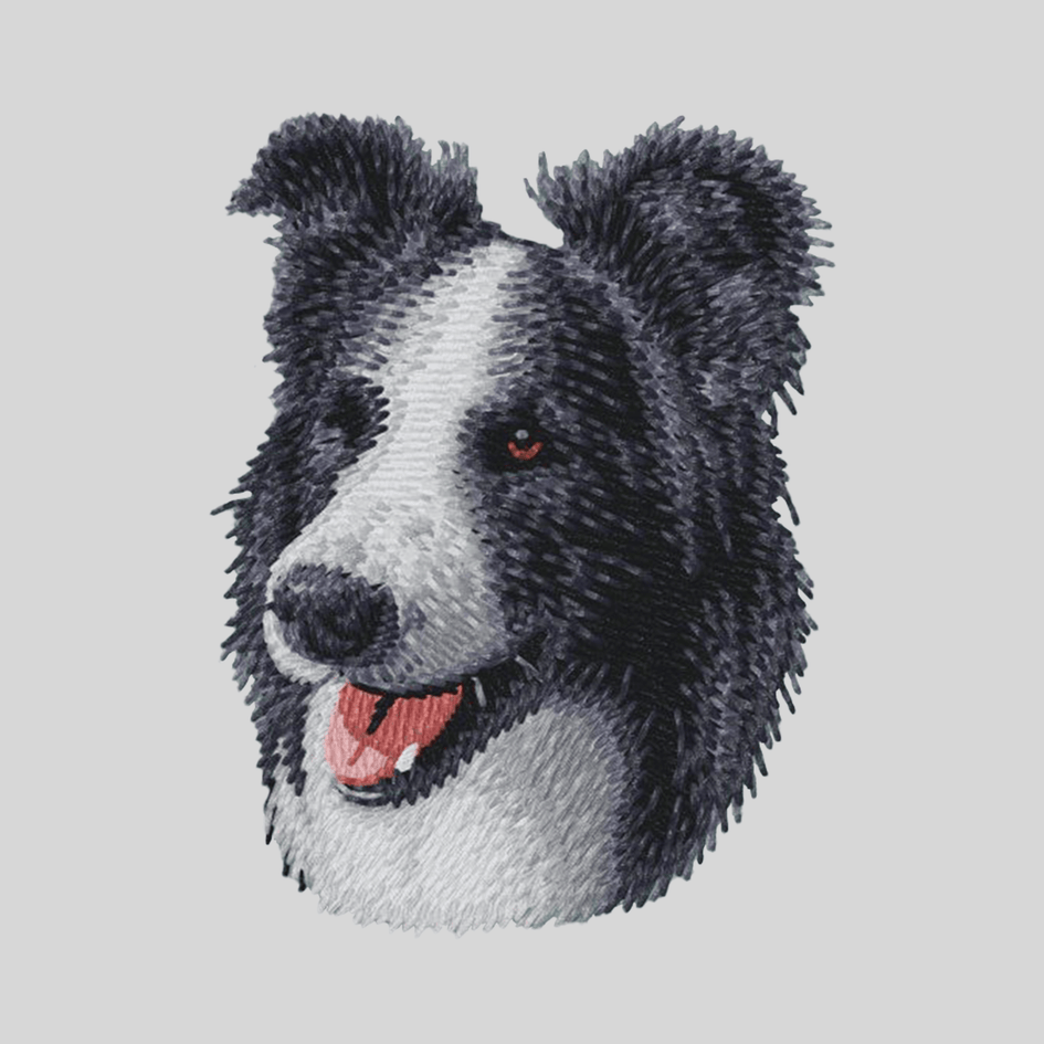 Border Collie Embroidered Mock Neck Sweatshirt