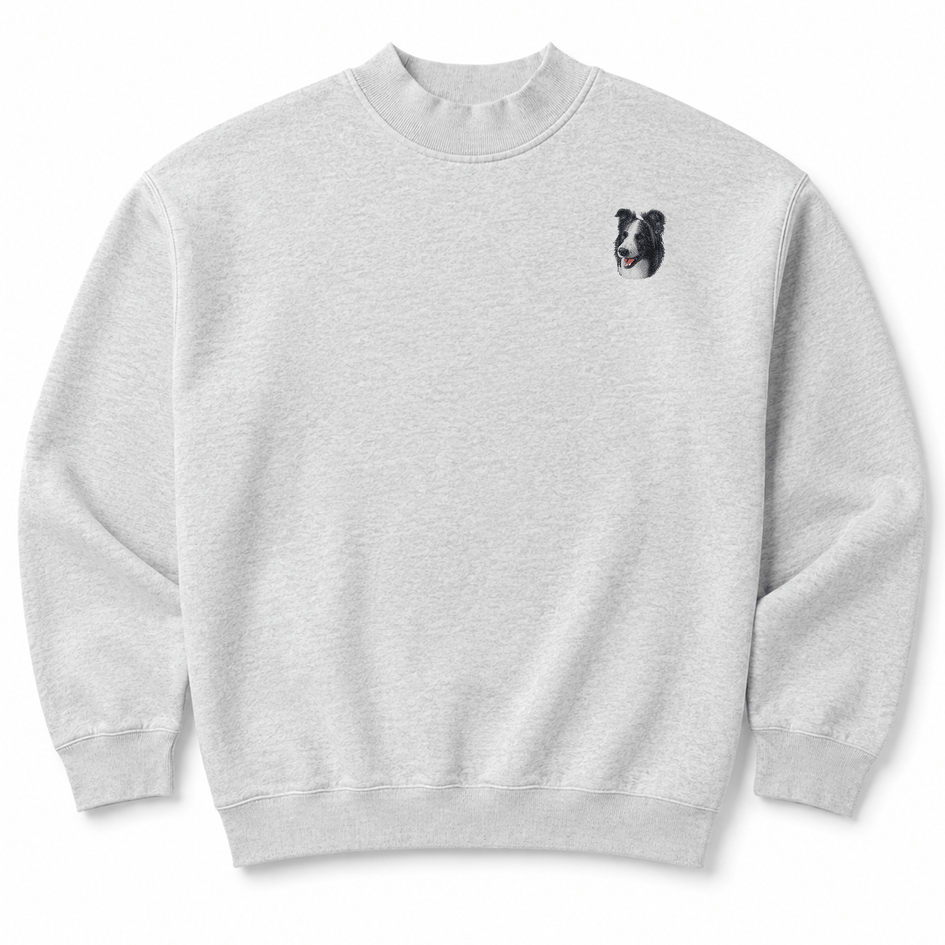 Border Collie Embroidered Mock Neck Sweatshirt