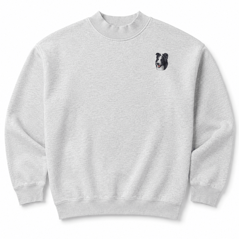 Border Collie Embroidered Mock Neck Sweatshirt