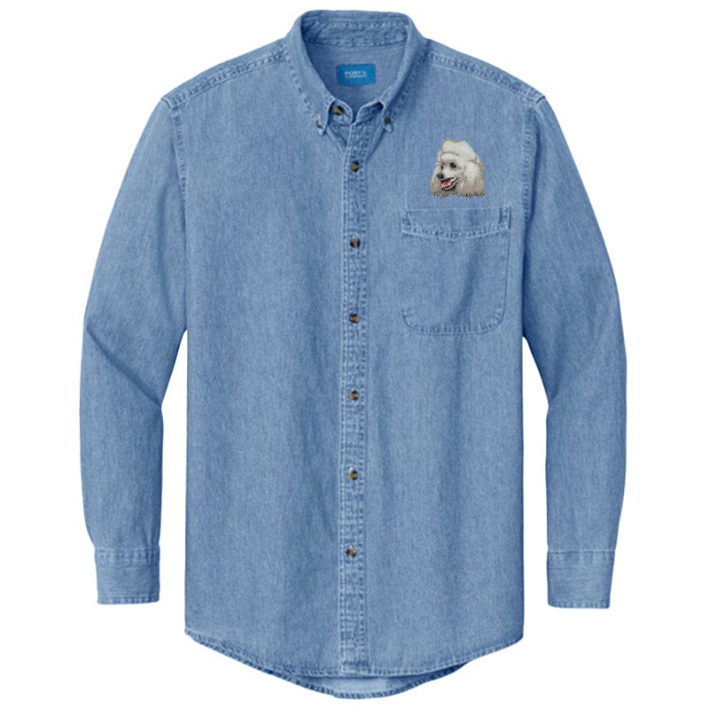 Poodle Embroidered Men's Denim Shirt